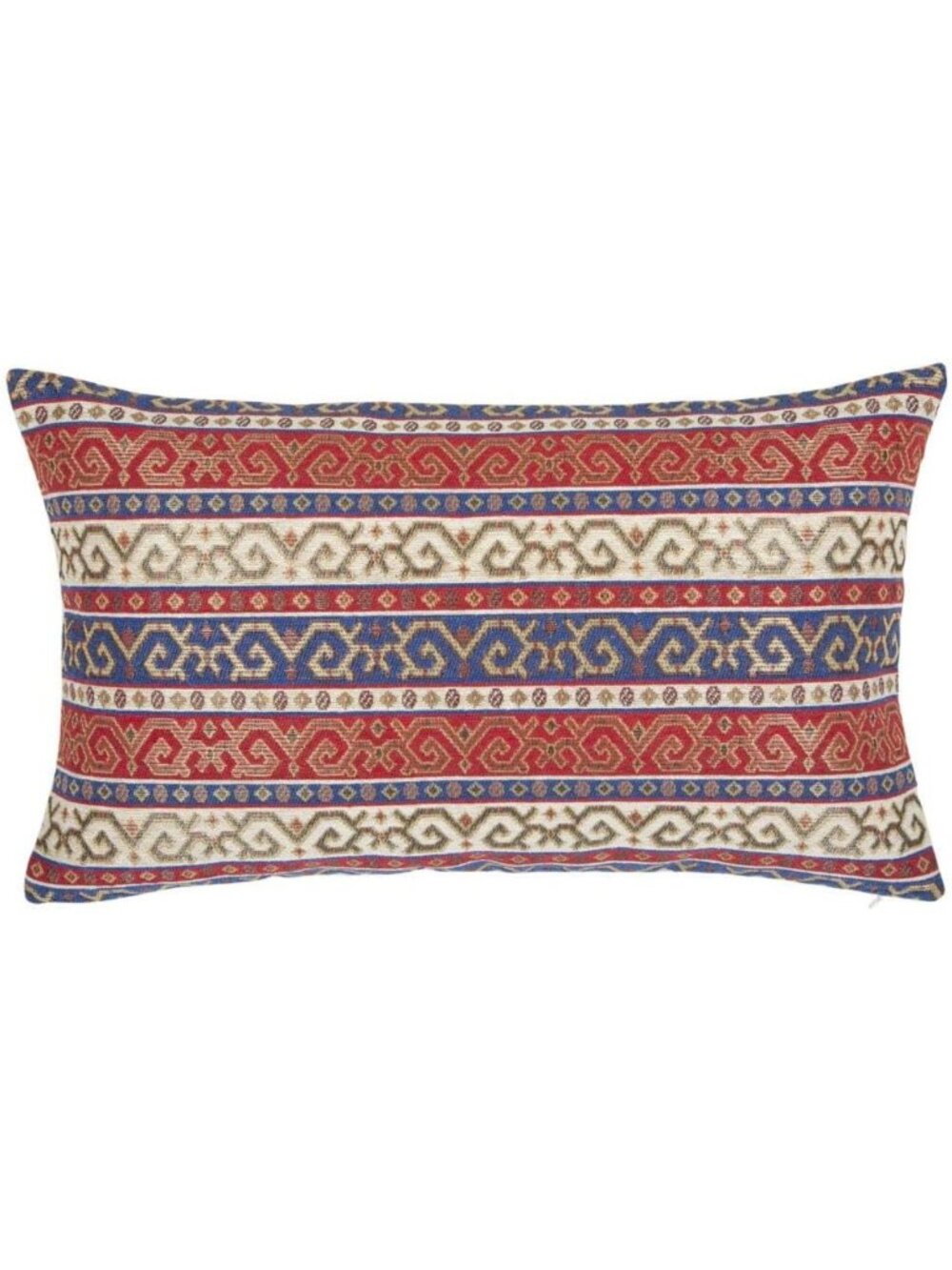 Boho Decorative Throw Pillow Covers - Red & Blue Kilim Lumbar 12x20" for Living